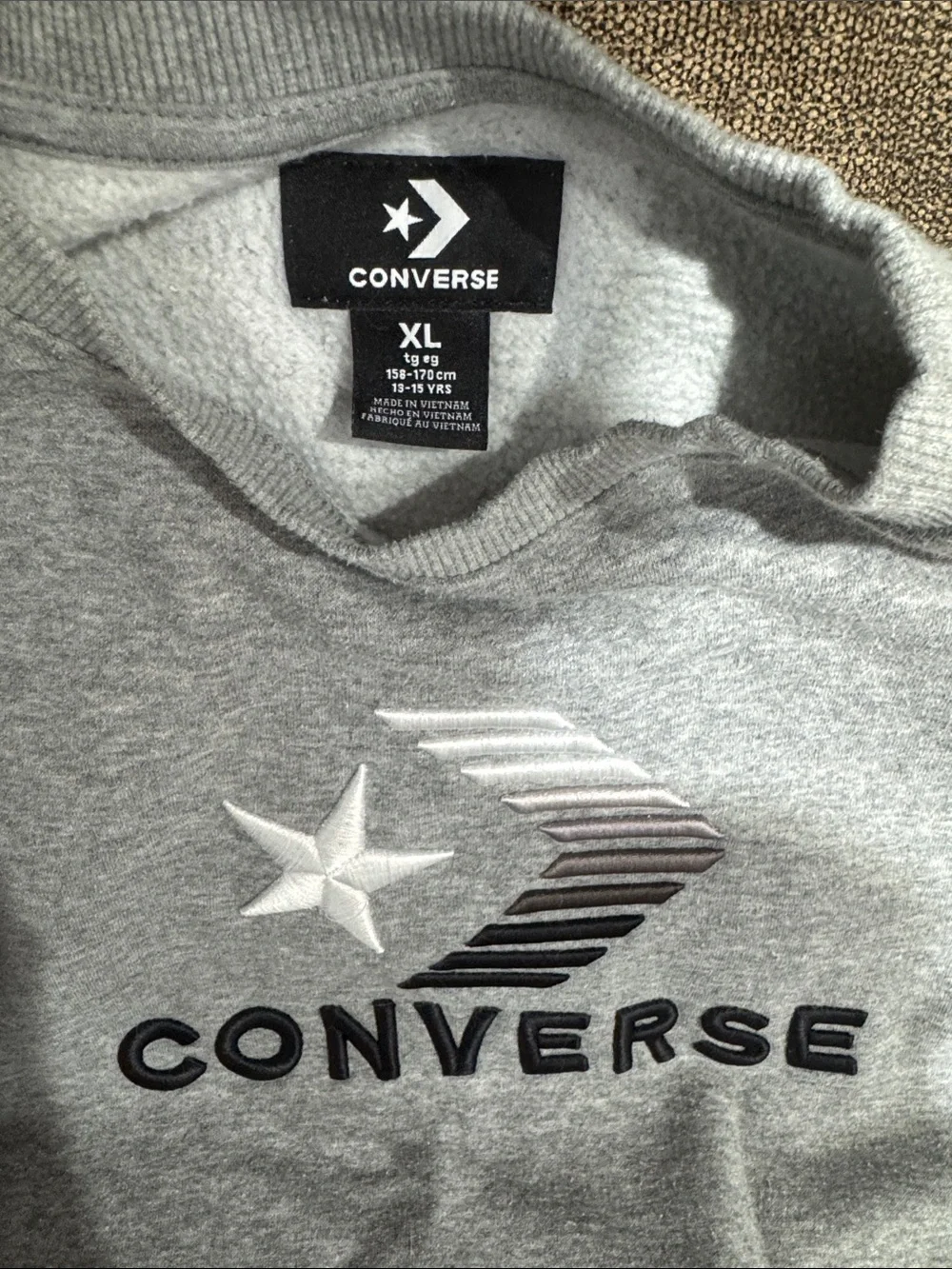Converse UNISEX Light Gray Crewneck Sweatshirt with Black & White Accents
